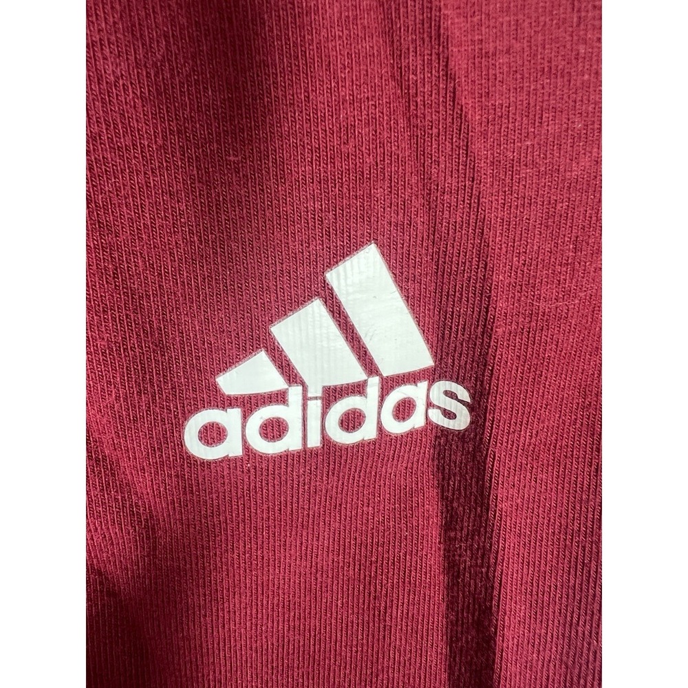 Adidas Women's Red Leggings Size L 16-18 3 Stripe Athletic Pants - Picture 2 of 7